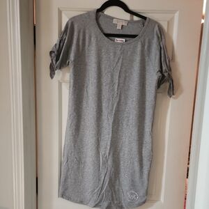 Michael Kors Gray Mini Dress with Tie Sleeves